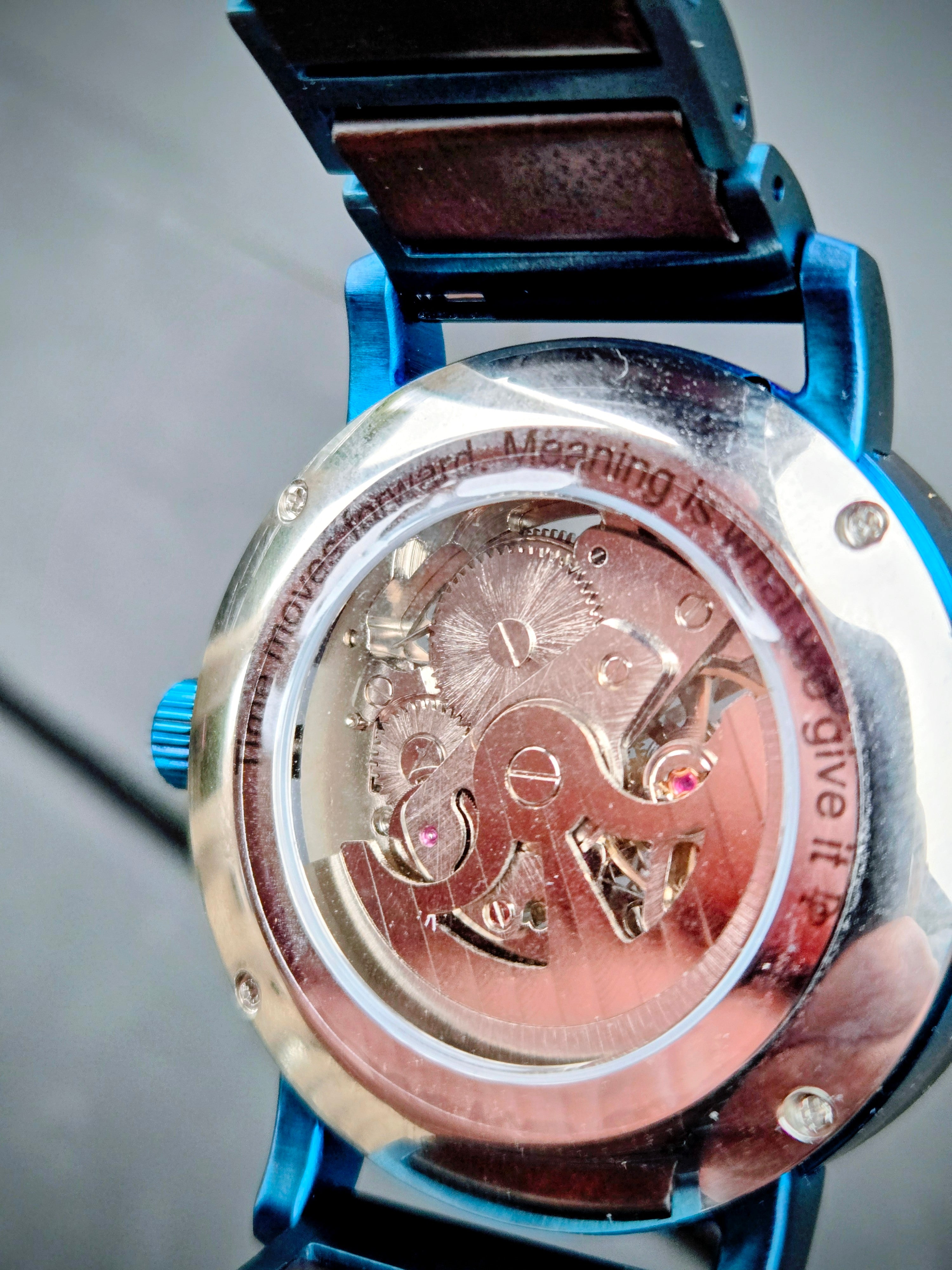 Men's Blue Skeleton Watch