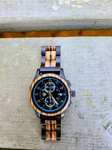 Mens Wood Chronograph Watch