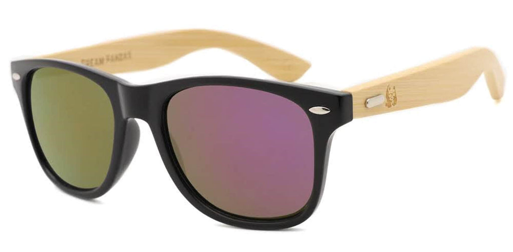 Black & Purple  Bamboo Wood Sunglasses