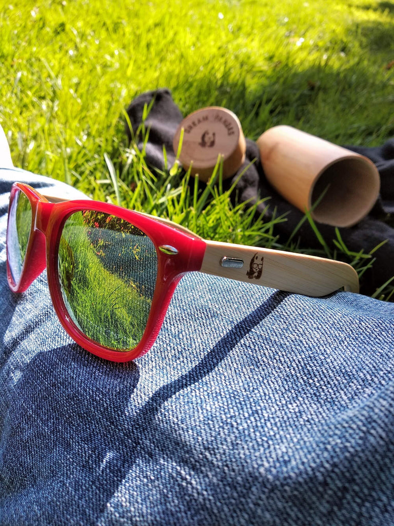 Red Bamboo Wood Sunglasses