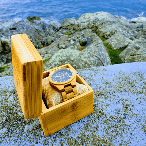 Mens Bamboo Watch - Zebra Wood Watch Face